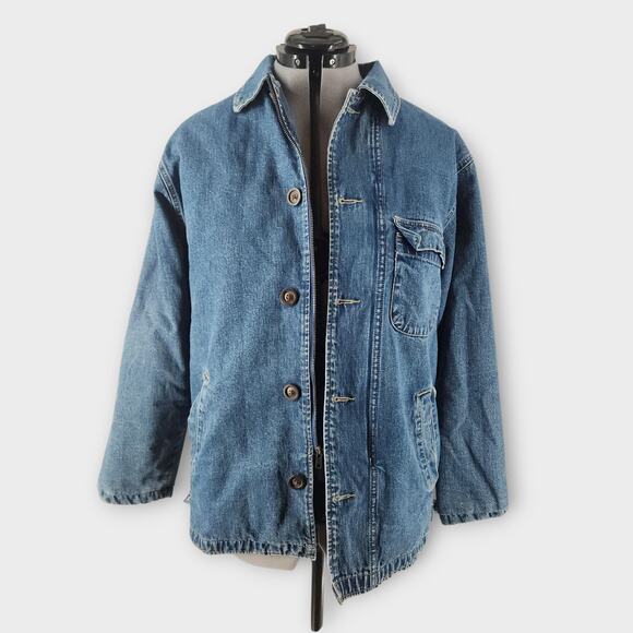 Gap Blue Jeans Chore Jacket Men's S Denim Zip/Button Closure Lined W/Pockets - Picture 1 of 8